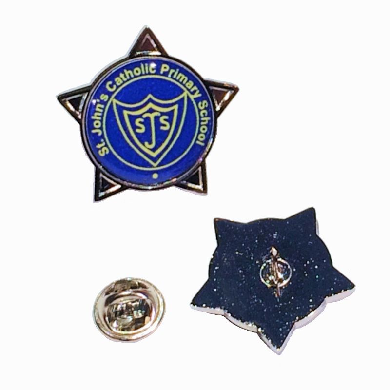Superior Badge 18mm star silv clutch and printed dome